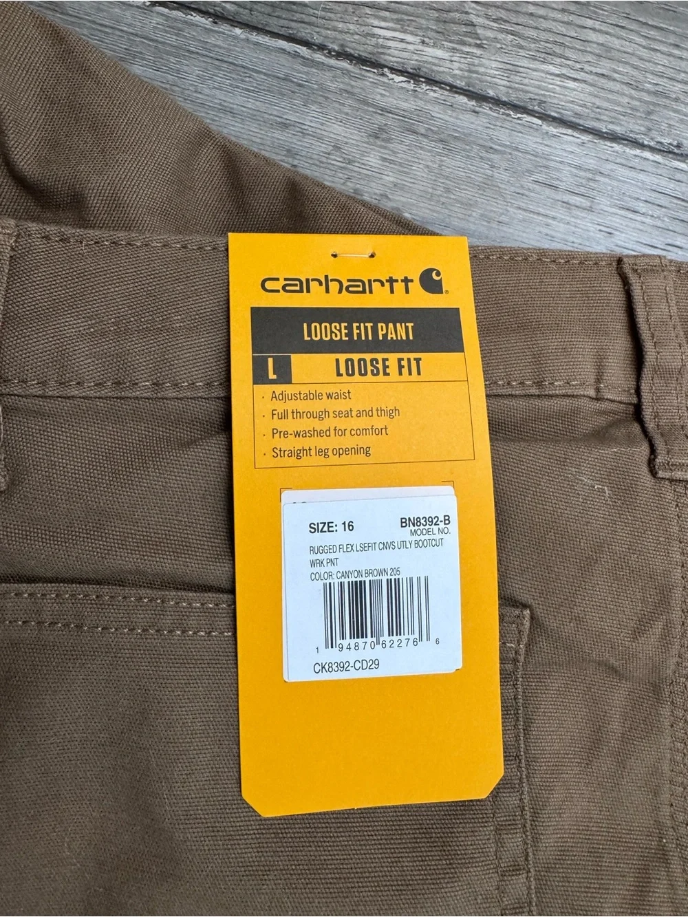 Carhartt Kids Size 16 Canyon Brown Loose Fit Utility Bootcut Work Pants NWT NEW